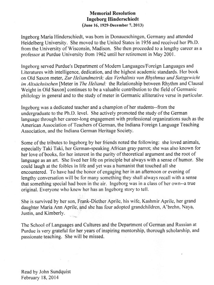 Purdue Memorium for  Mutti